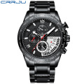 CRRJU 2281 Mens Watches Chronograph Watch Quartz Wristwatches Luminous Stainless Steel Relogio Masculino